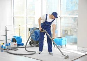 cleaning a carpet on a commercial building