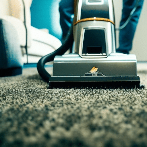 An image showcasing a professional carpet cleaner using specialized equipment to meticulously remove pet dander and odors from a carpet