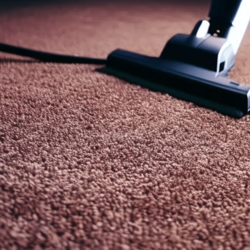 An image showcasing a pristine carpet being thoroughly vacuumed, with microscopic allergens being sucked away