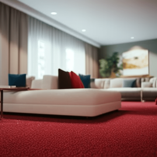 An image showcasing a beautifully decorated living room with spotless, vibrant carpets